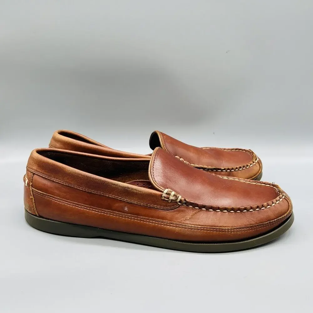 LL Bean Shoes Men 12 Brown Leather Moccasin Loafer Flats Slip On Comfort Classic